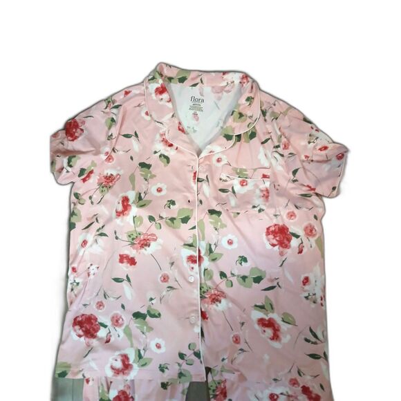 Flora cottage Rose short sleeve pajamas by Flora Nikrooz sz L polyester blend - Picture 4 of 4